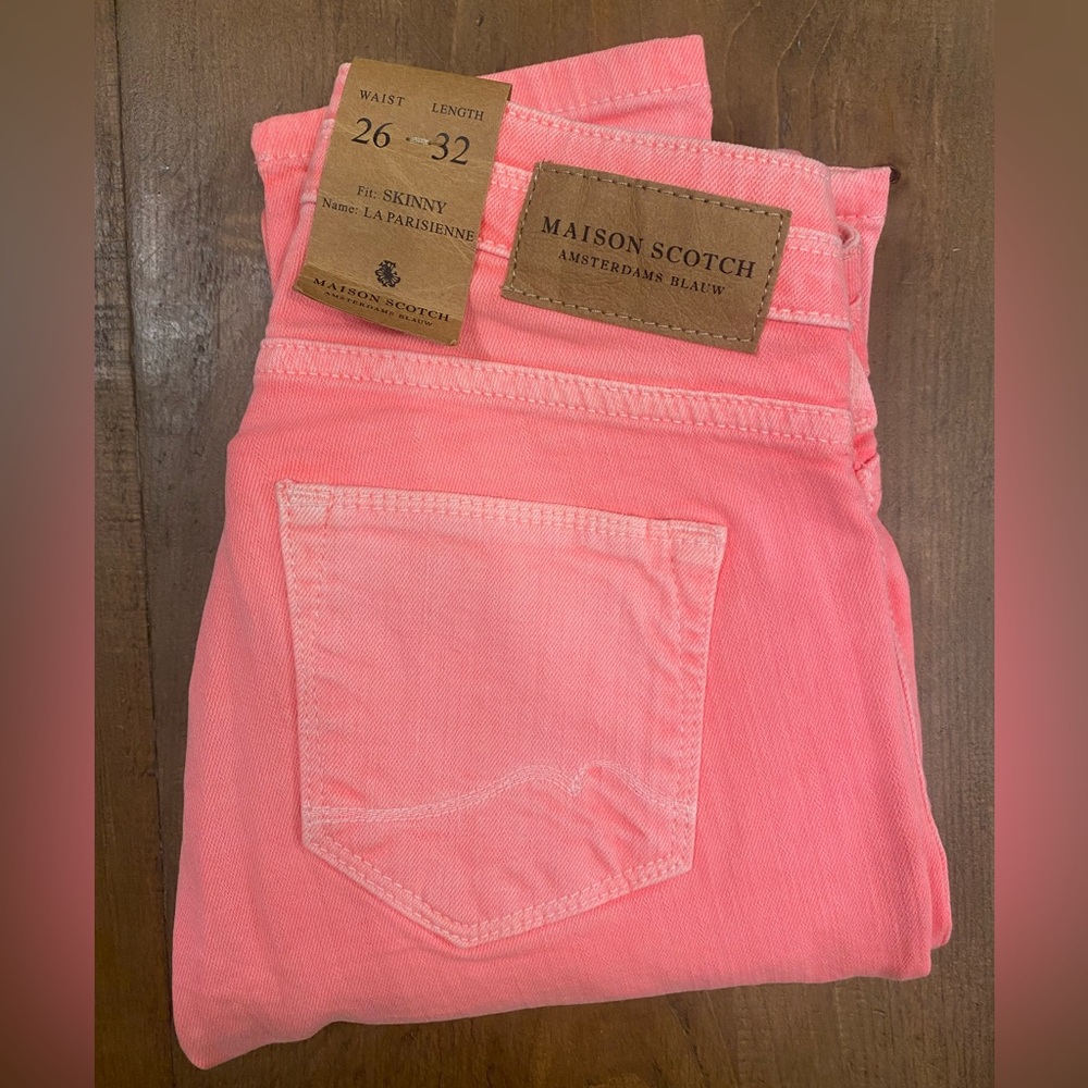 Maison Scotch La Parisienne neon pink skinny Jeans size 26W x 32L.